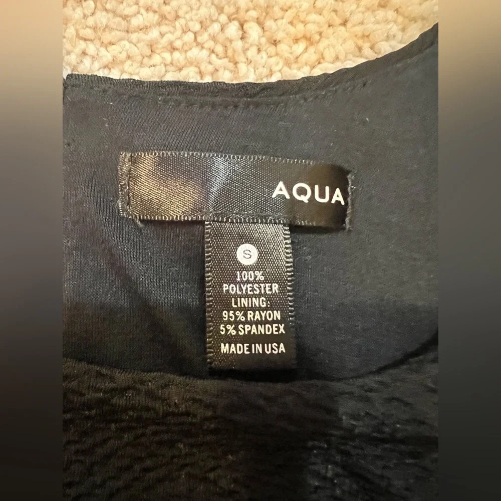 Aqua Textured Little Black Mini Dress Size Small